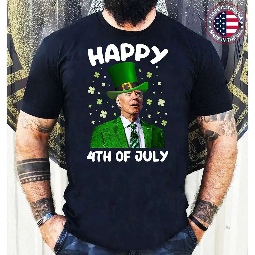 Funny Joe Biden Happy 4th Of July Confused St Patricks Day Shamrock T-Shirt