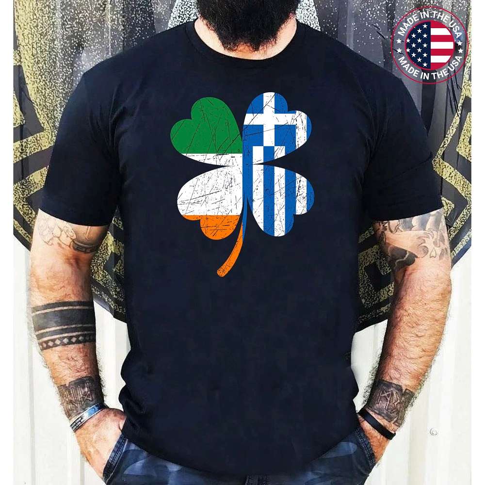 Greek Irish Shamrock Greece Ireland Flag St Patricks Day T-Shirt