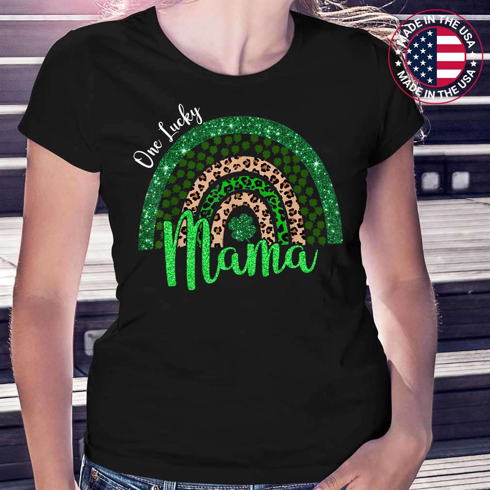 One Lucky Mama Irish Rainbow Leopard St Patricks Day Shirts Womens T-Shirt